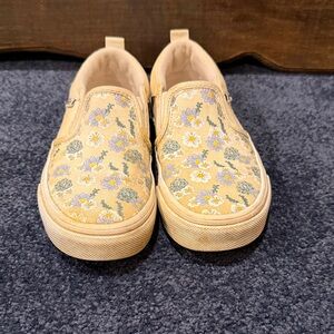 Vans Cream Floral Slip-On Shoes